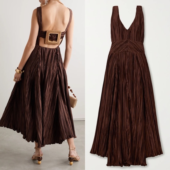 cult gaia Dresses & Skirts - Cult Gaia - XS pleated buckle back dress. Angela rushed satin maxi.